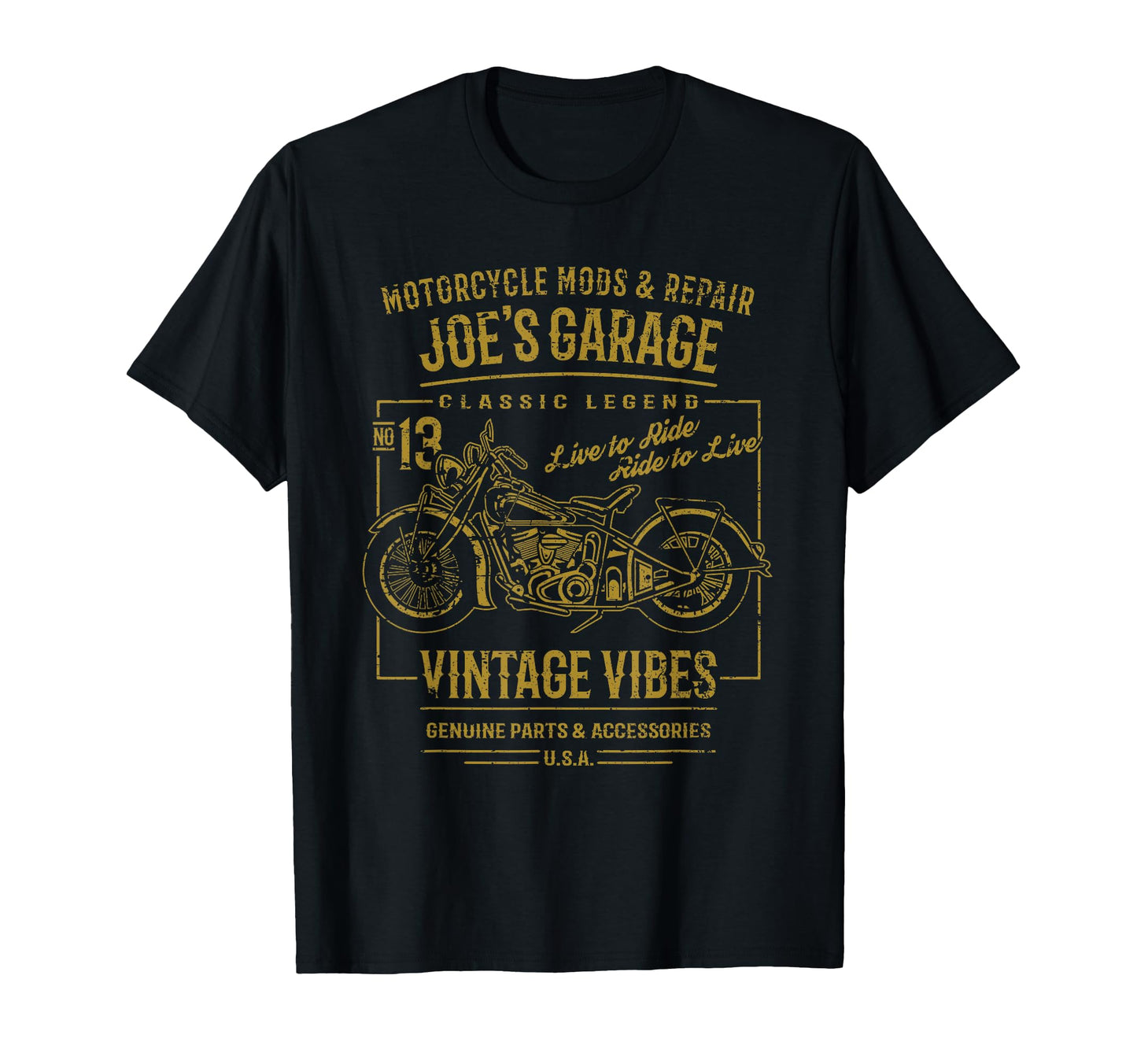 Joes Garage Motorcycle Name Joe T-Shirt - Graphic Print Men Women - T-Shirt, Sweatshirt, Hoodie