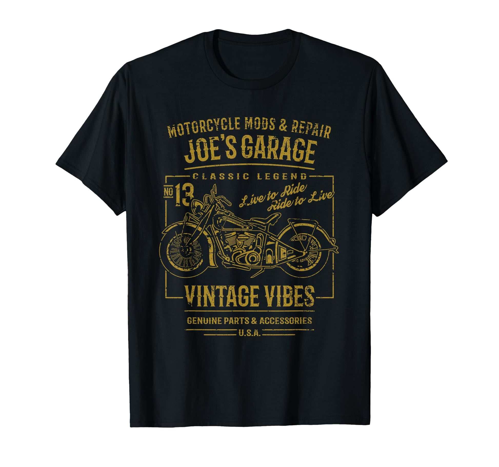 Joes Garage Motorcycle Name Joe T-Shirt - Graphic Print Men Women - T-Shirt, Sweatshirt, Hoodie