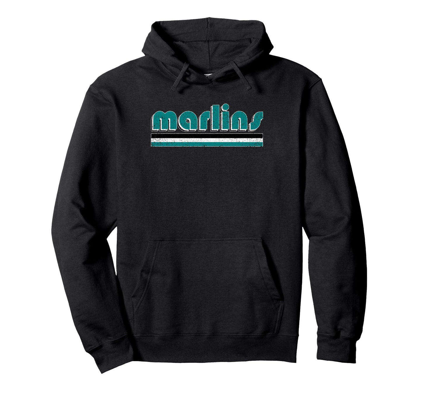 Teal Marlins Three Stripes Weathered Hoodie - Unique Graphic Men Women - T-Shirt, Sweatshirt, Hoodie