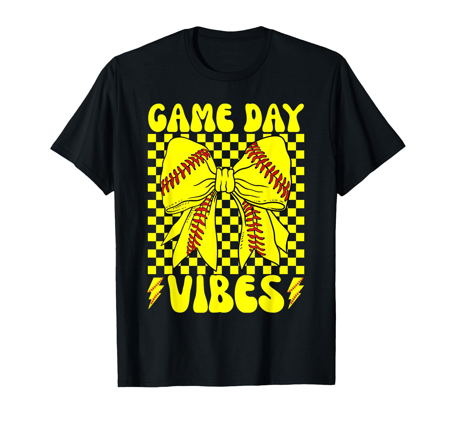 Game Day Vibes Coquette Bow Baseball T-Shirt - Custom Art Print for Adults - T-Shirt, Sweatshirt, Hoodie