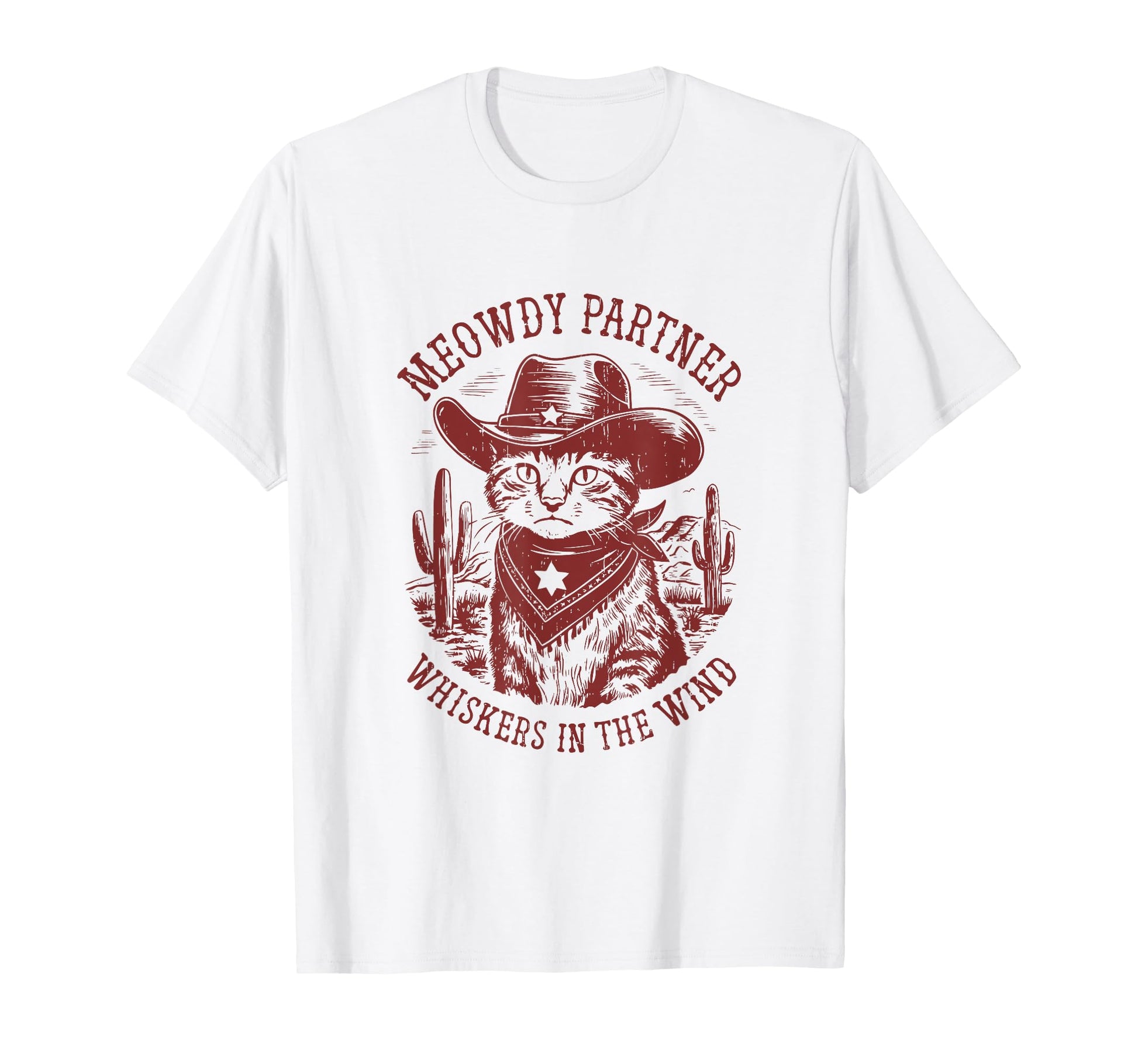Meowdy Partner Desert Western Kitten T-Shirt - Graphic Print for Adults - T-Shirt, Sweatshirt, Hoodie