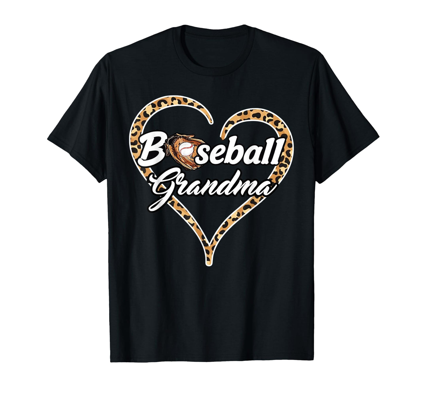 Proud Baseball Grandma Leopard Heart T-Shirt - Novelty Apparel Men Women - T-Shirt, Sweatshirt, Hoodie