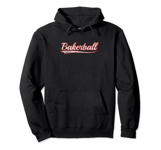 Bakerball Varsity Distressed Throwback Hoodie - Graphic Print Unisex - T-Shirt, Sweatshirt, Hoodie