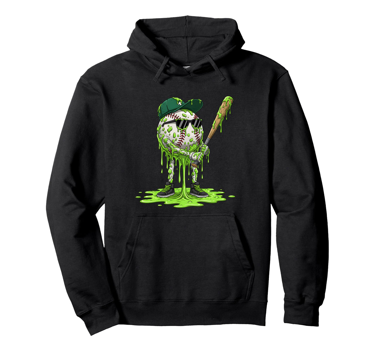 Slime Baseball Zombie Cartoon Funny Hoodie - Casual Everyday Wear Unisex - T-Shirt, Sweatshirt, Hoodie