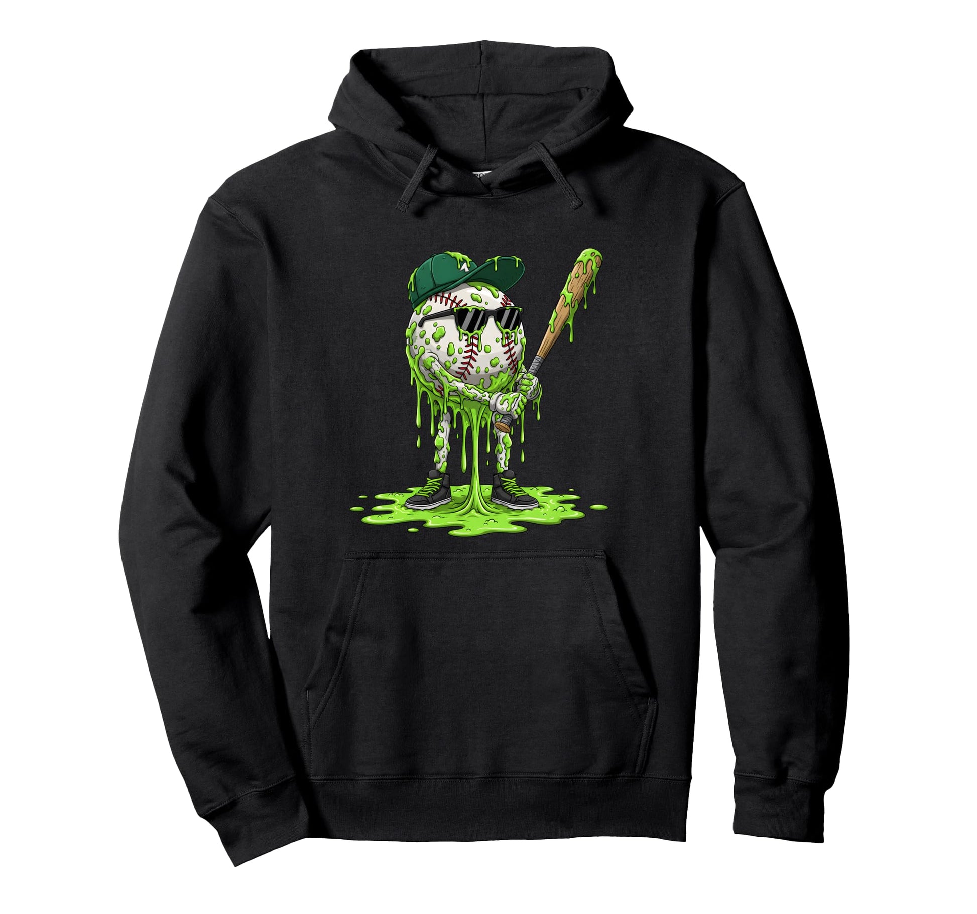 Slime Baseball Zombie Cartoon Funny Hoodie - Casual Everyday Wear Unisex - T-Shirt, Sweatshirt, Hoodie