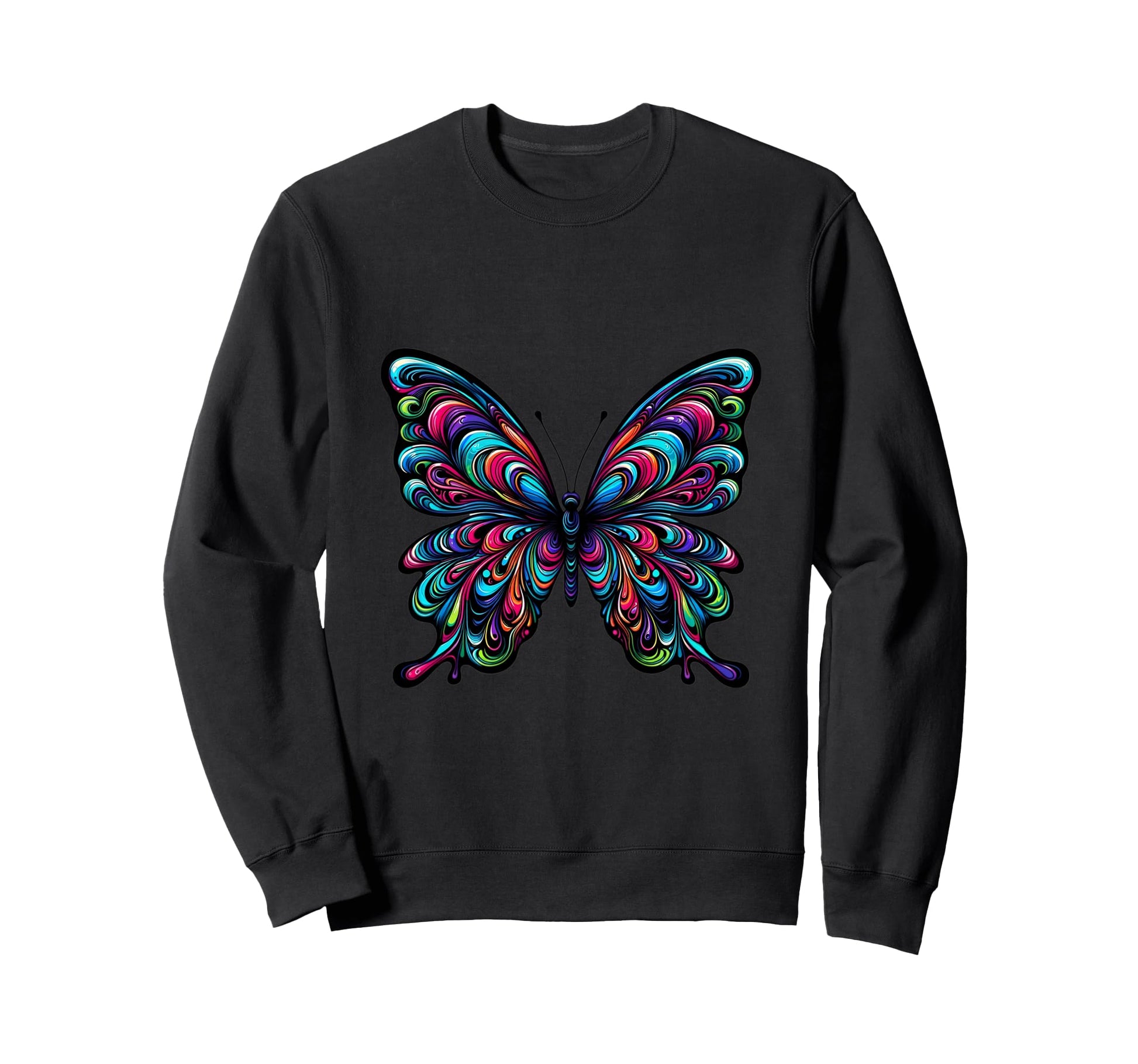 Psychedelic Butterfly Vibrant Color Sweatshirt - Graphic Print Men Women - T-Shirt, Sweatshirt, Hoodie