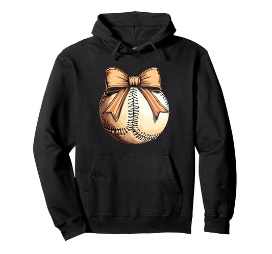 Baseball Coquette Bow Baseball Player Hoodie - Casual Everyday Wear Unisex - T-Shirt, Sweatshirt, Hoodie