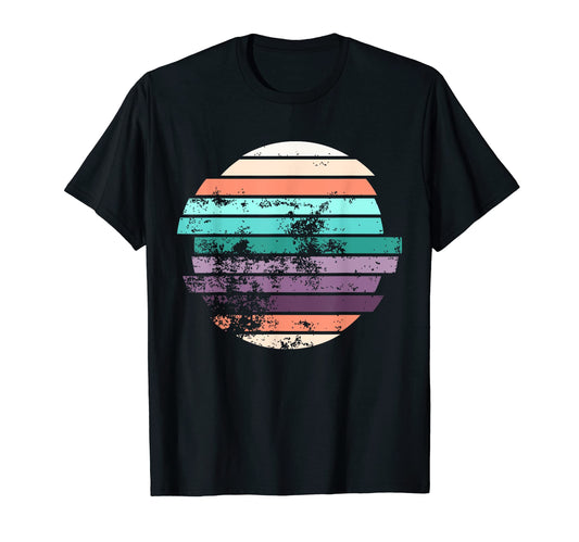 60S 70S Stripes Grunge Mountains Sun T-Shirt - Custom Art Print Men Women - T-Shirt, Sweatshirt, Hoodie