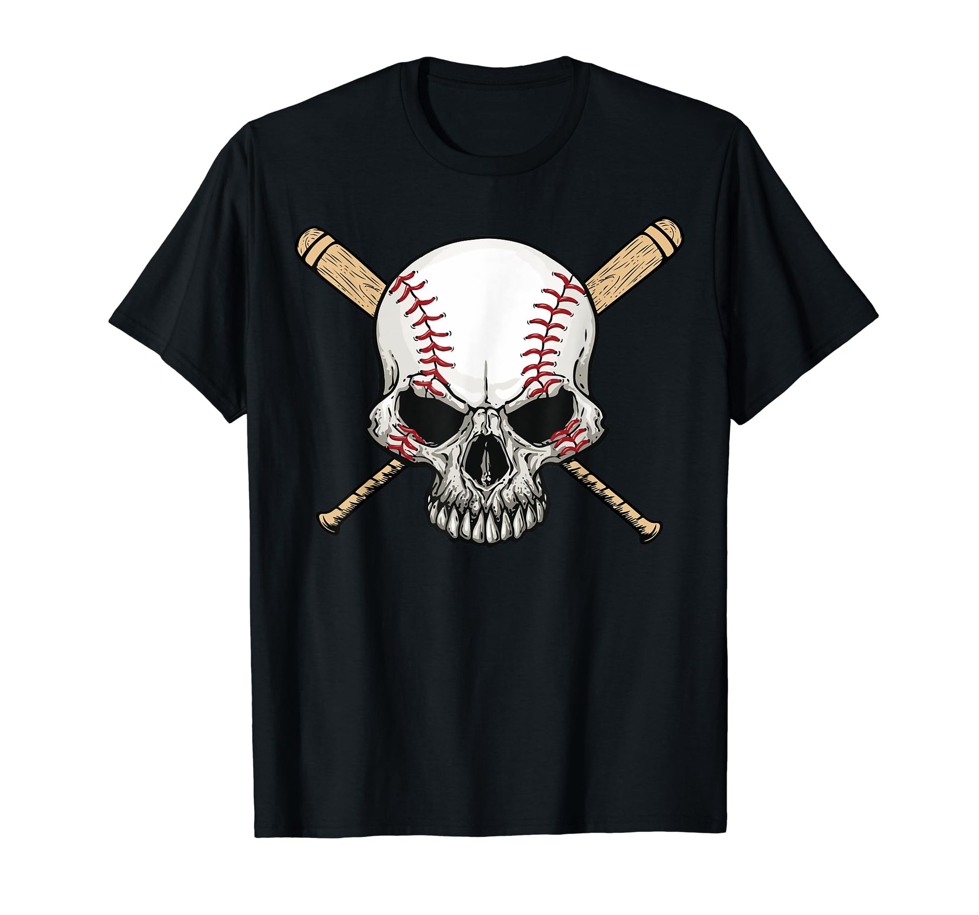 Baseball Skull Pumpkin Halloween T-Shirt - Fun Novelty Design for Adults - T-Shirt, Sweatshirt, Hoodie