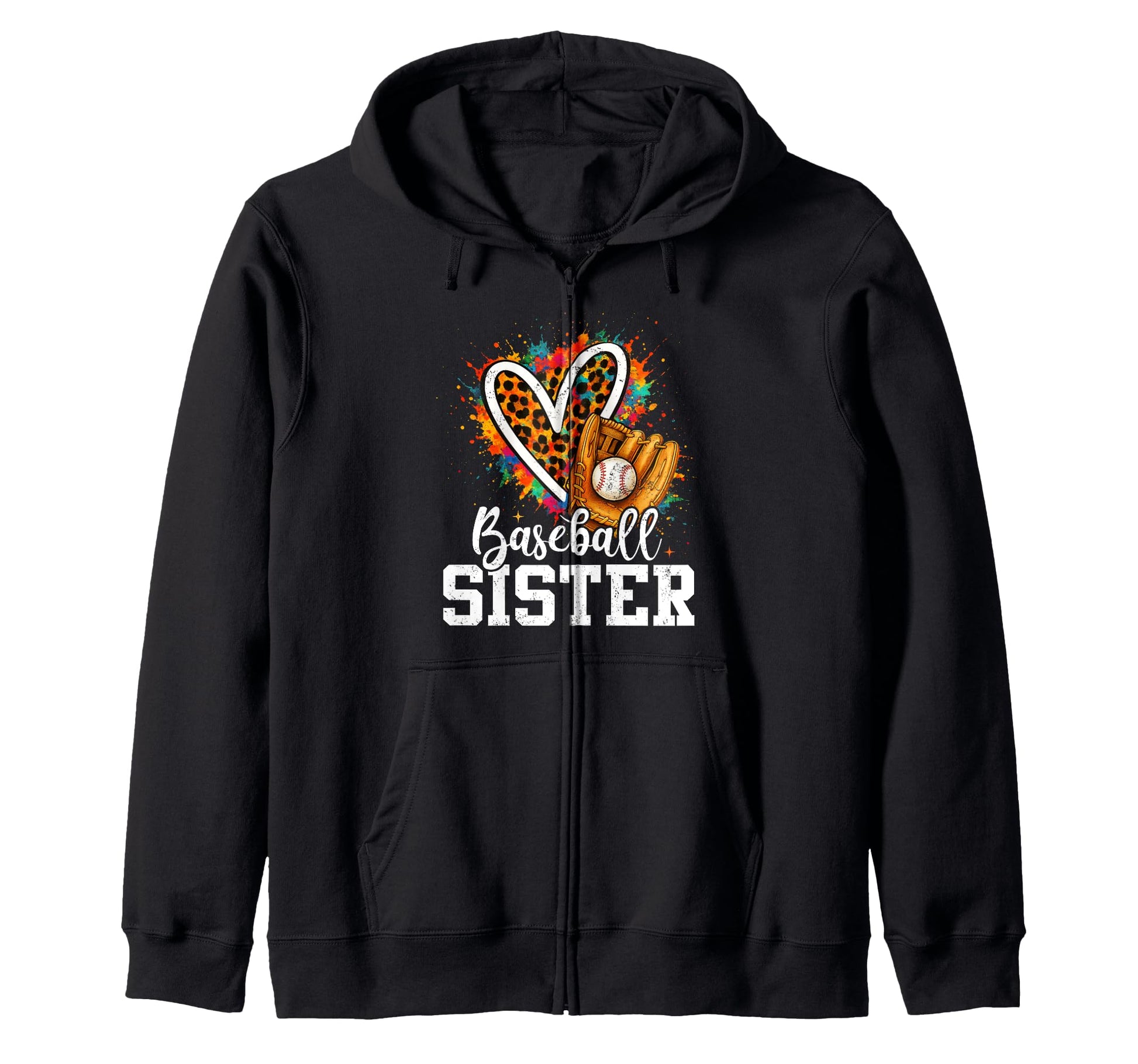 My Favorite Baseball Sister Leopard Sweatshirt - Graphic Print Men Women - T-Shirt, Sweatshirt, Hoodie