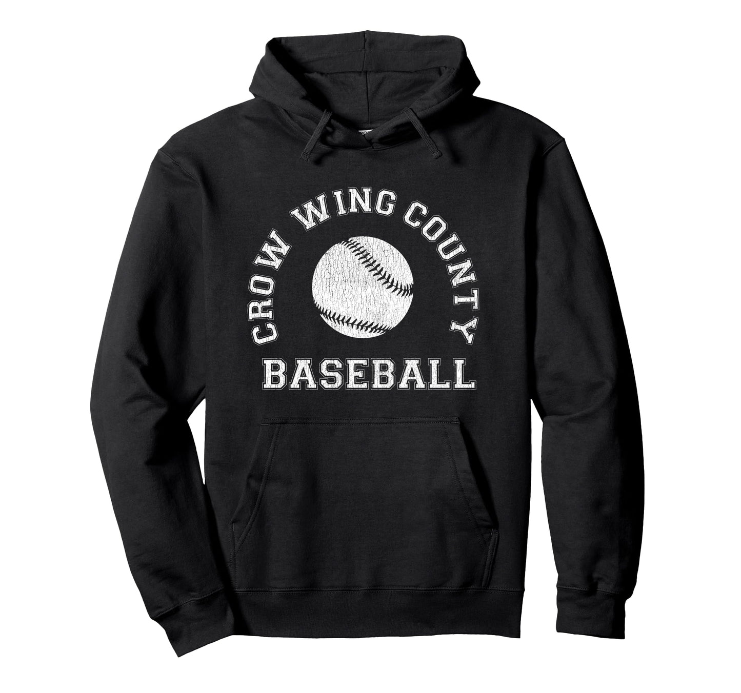 Crow Wing County Baseball Distressed Hoodie - Minimalist Print Men Women - T-Shirt, Sweatshirt, Hoodie