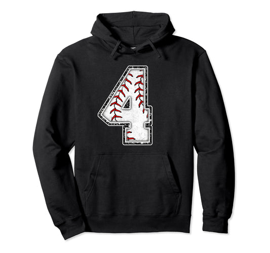 4 Years Old Birthday Baseball Theme Hoodie - Fun Novelty Design Unisex - T-Shirt, Sweatshirt, Hoodie