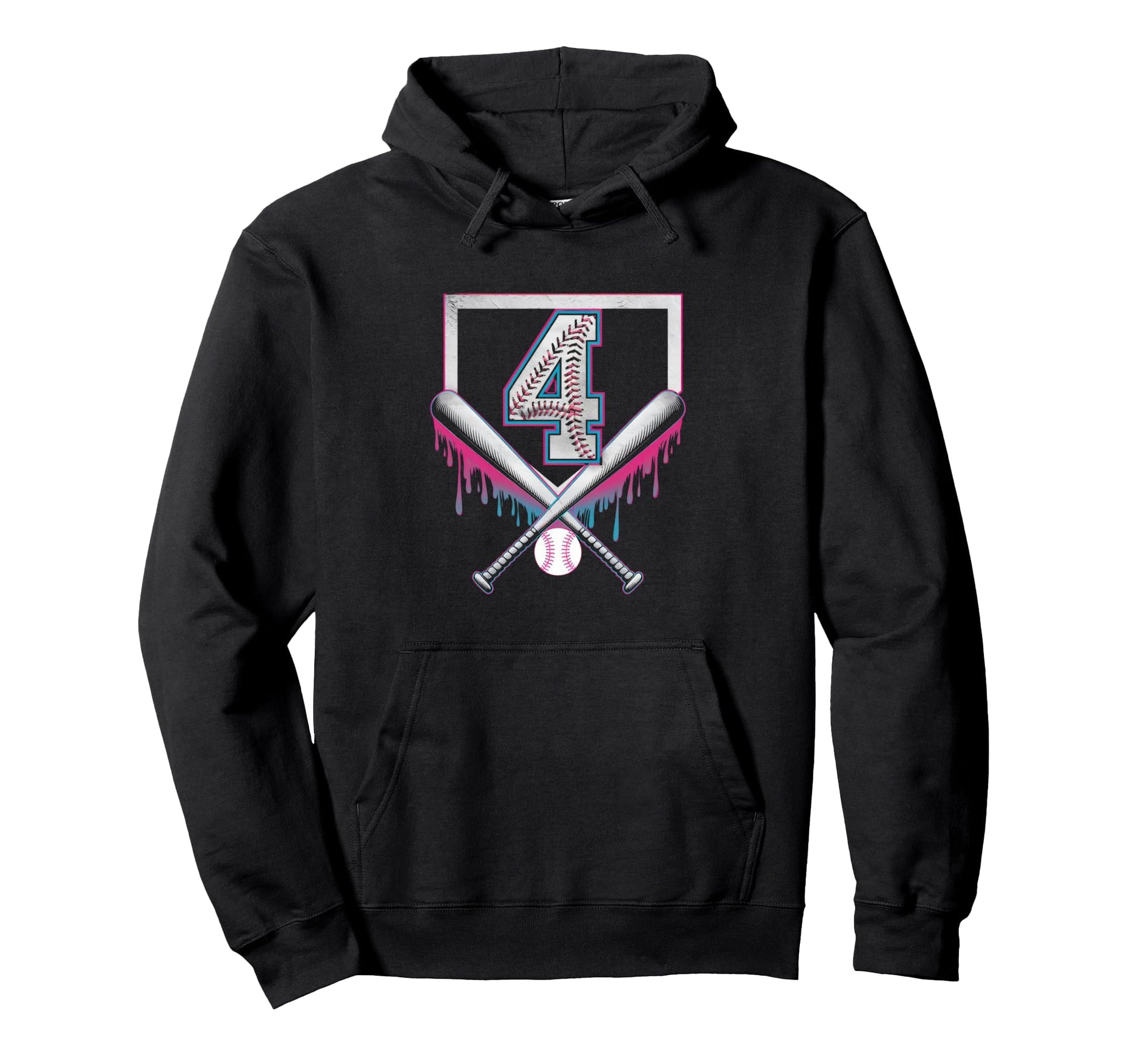 4Th Birthday Baseball Home Ice Cream Hoodie - Streetwear Style for Adults - T-Shirt, Sweatshirt, Hoodie