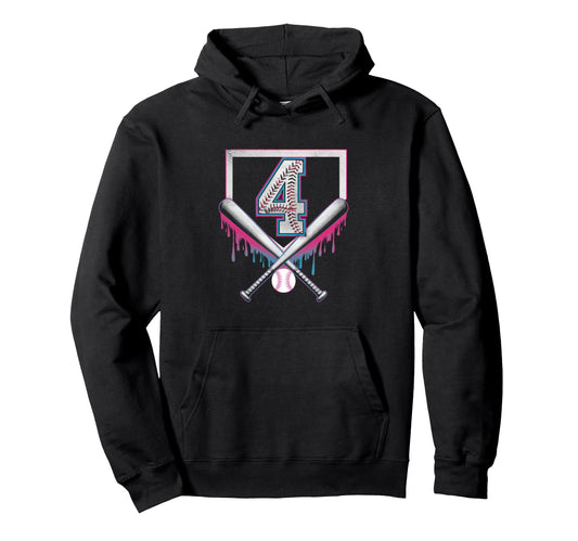 4Th Birthday Baseball Home Ice Cream Hoodie - Streetwear Style for Adults - T-Shirt, Sweatshirt, Hoodie