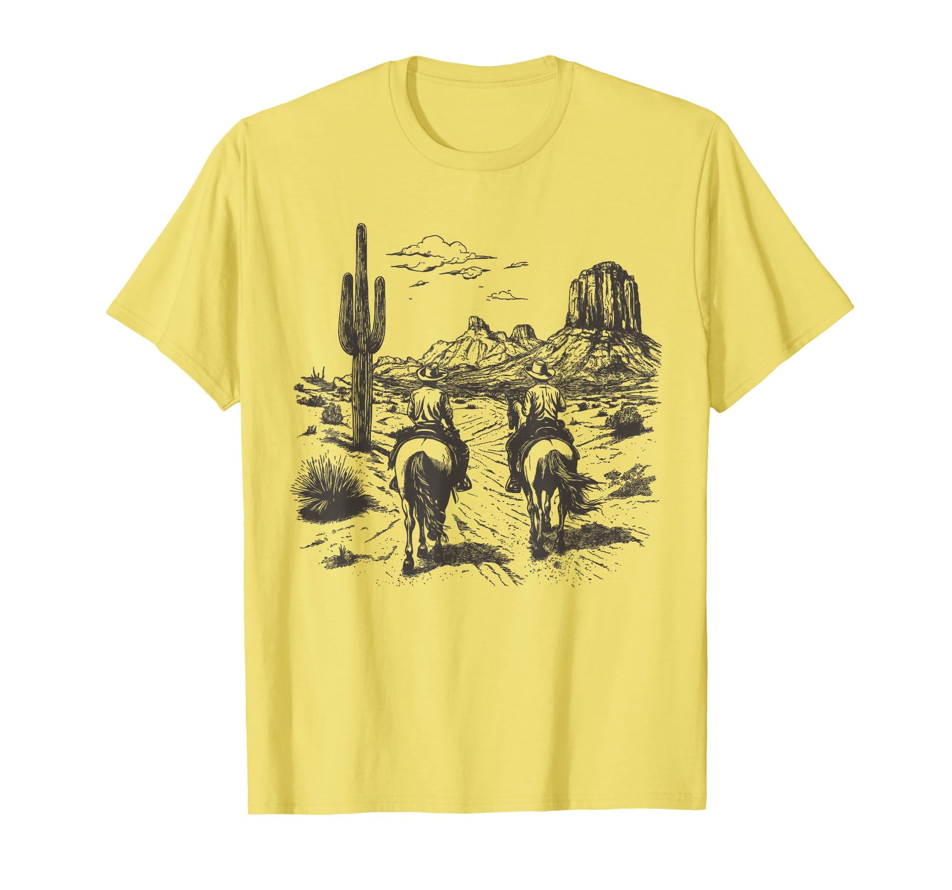 Cowboy Riding Horse Western Desert T-Shirt - Graphic Print for Adults - T-Shirt, Sweatshirt, Hoodie