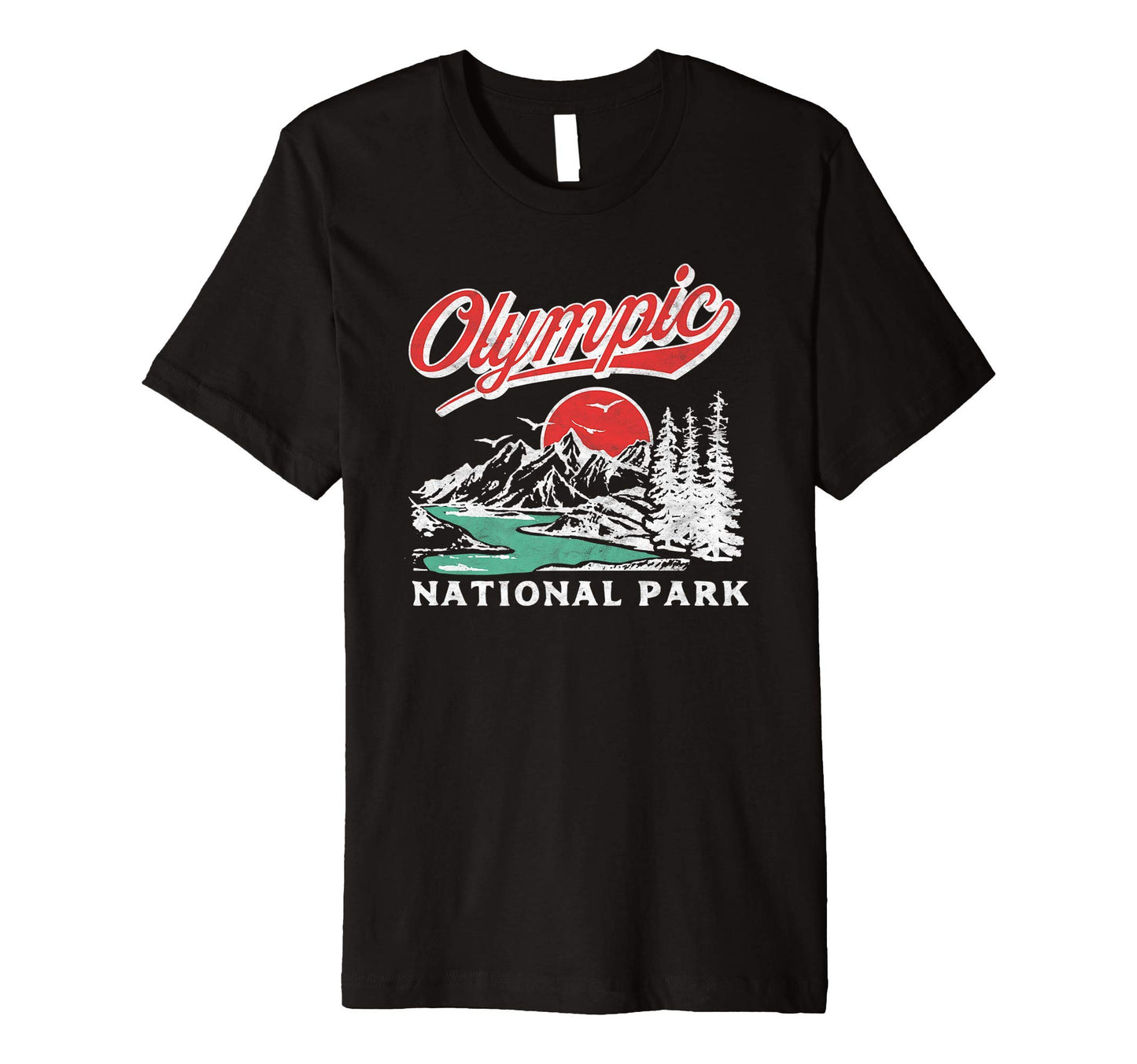 Olympic National Park 80S Mountains T-Shirt - Fun Novelty Design Unisex - T-Shirt, Sweatshirt, Hoodie