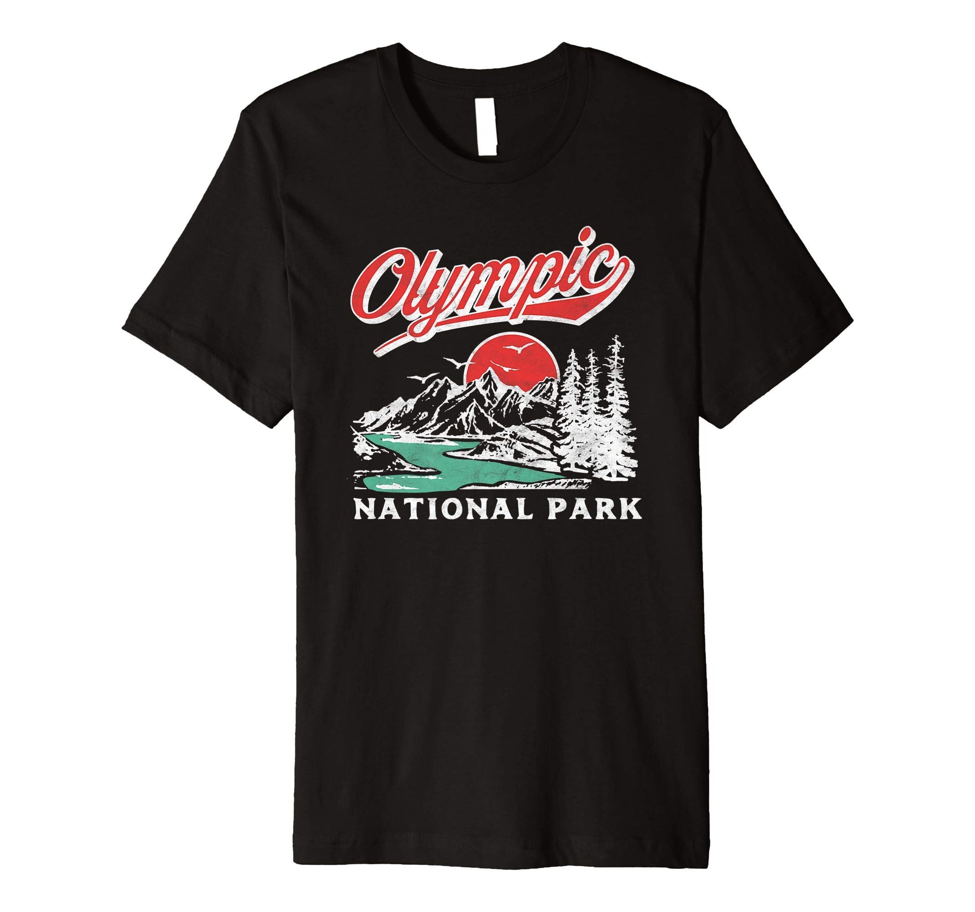 Olympic National Park 80S Mountains T-Shirt - Fun Novelty Design Unisex - T-Shirt, Sweatshirt, Hoodie