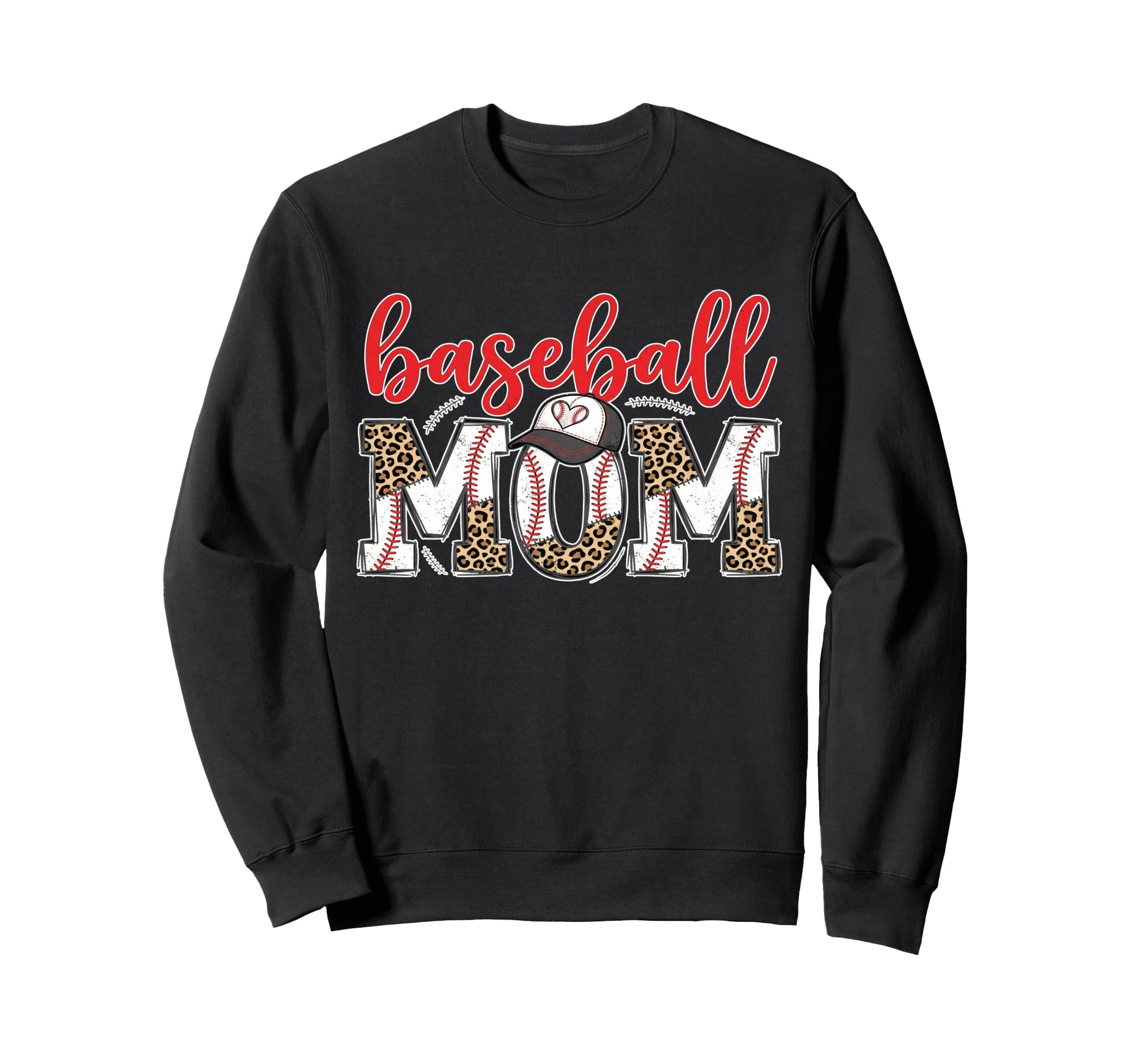 Baseball Mom Leopard Sports Mama Sweatshirt - Streetwear Style for Adults - T-Shirt, Sweatshirt, Hoodie