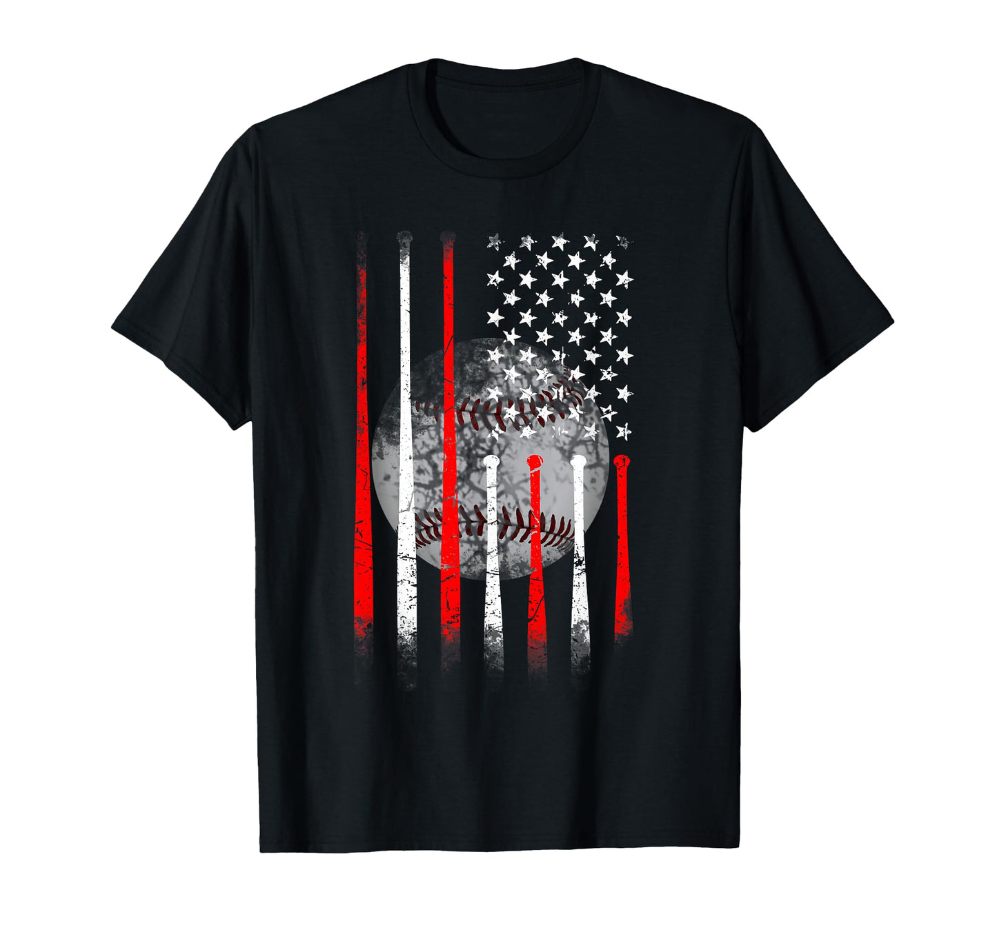 Baseball Usa Flag American Flag T-Shirt - Minimalist Print for Adults - T-Shirt, Sweatshirt, Hoodie