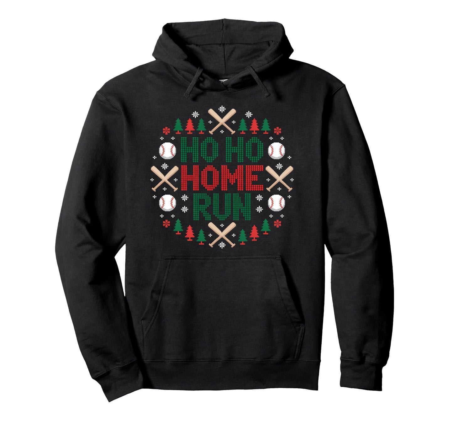 Ho Ho Home Run Ugly Funny Baseball Hoodie - Streetwear Style for Adults - T-Shirt, Sweatshirt, Hoodie