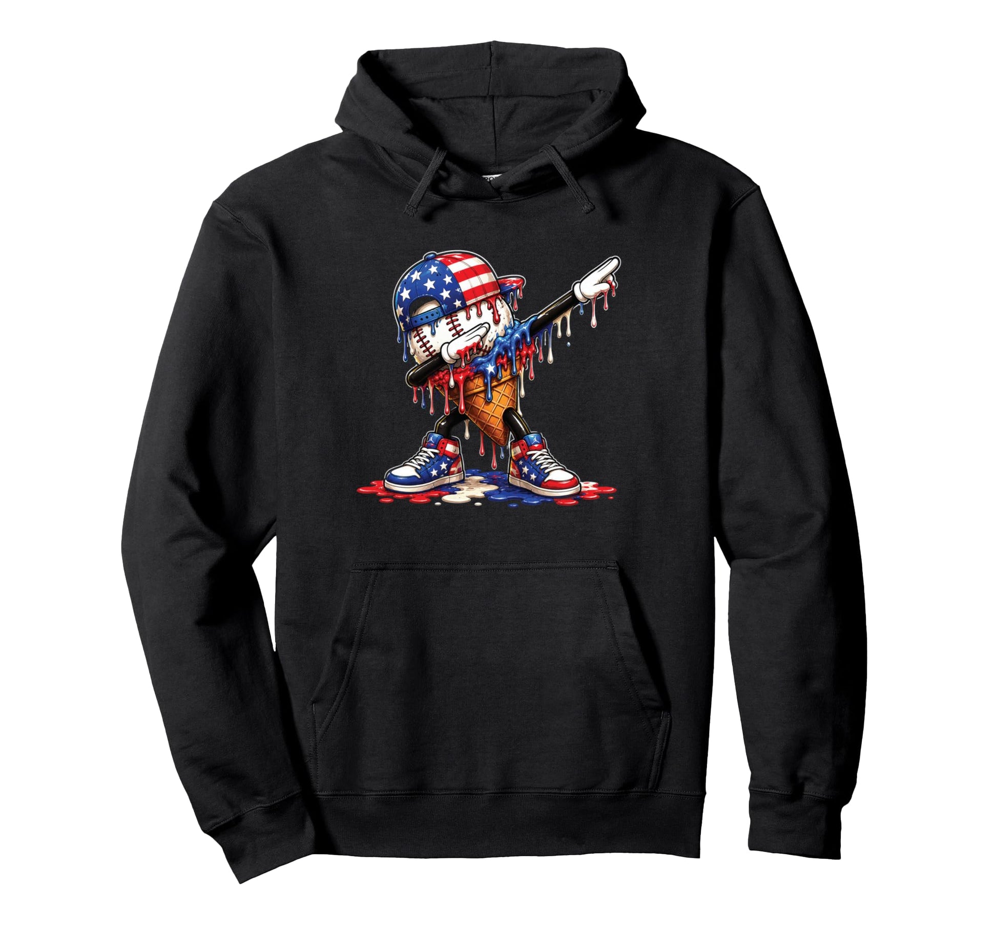 Baseball 4Th July Dab Drip Ice Cream Hoodie - Minimalist Print Men Women - T-Shirt, Sweatshirt, Hoodie