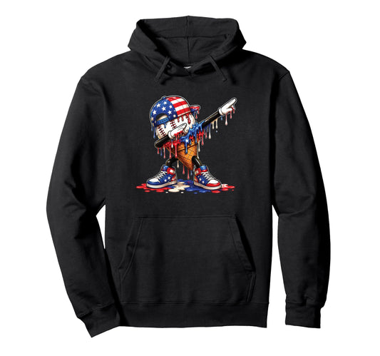 Baseball 4Th July Dab Drip Ice Cream Hoodie - Minimalist Print Men Women - T-Shirt, Sweatshirt, Hoodie
