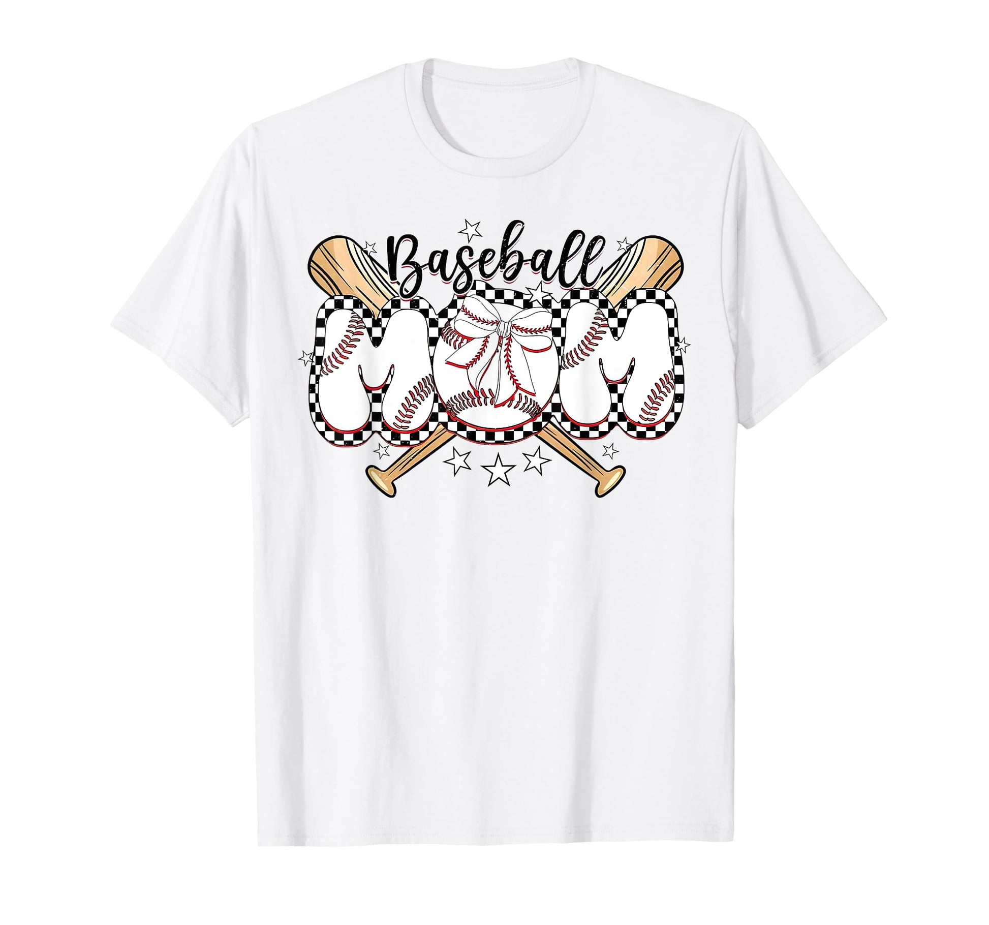 Game Day Baseball Bow Mom T-Shirt - Fun Novelty Design for Adults - T-Shirt, Sweatshirt, Hoodie