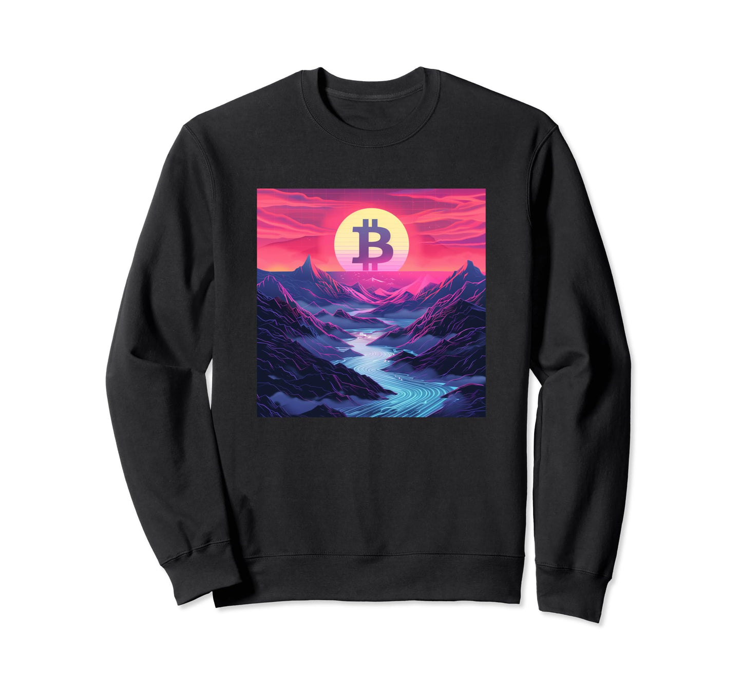Bitcoin Vaporwave Aesthetic Sweatshirt - Casual Everyday Wear Men Women - T-Shirt, Sweatshirt, Hoodie