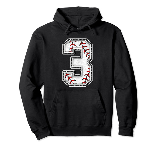 3 Years Old Birthday Baseball Theme Hoodie - Novelty Apparel for Adults - T-Shirt, Sweatshirt, Hoodie
