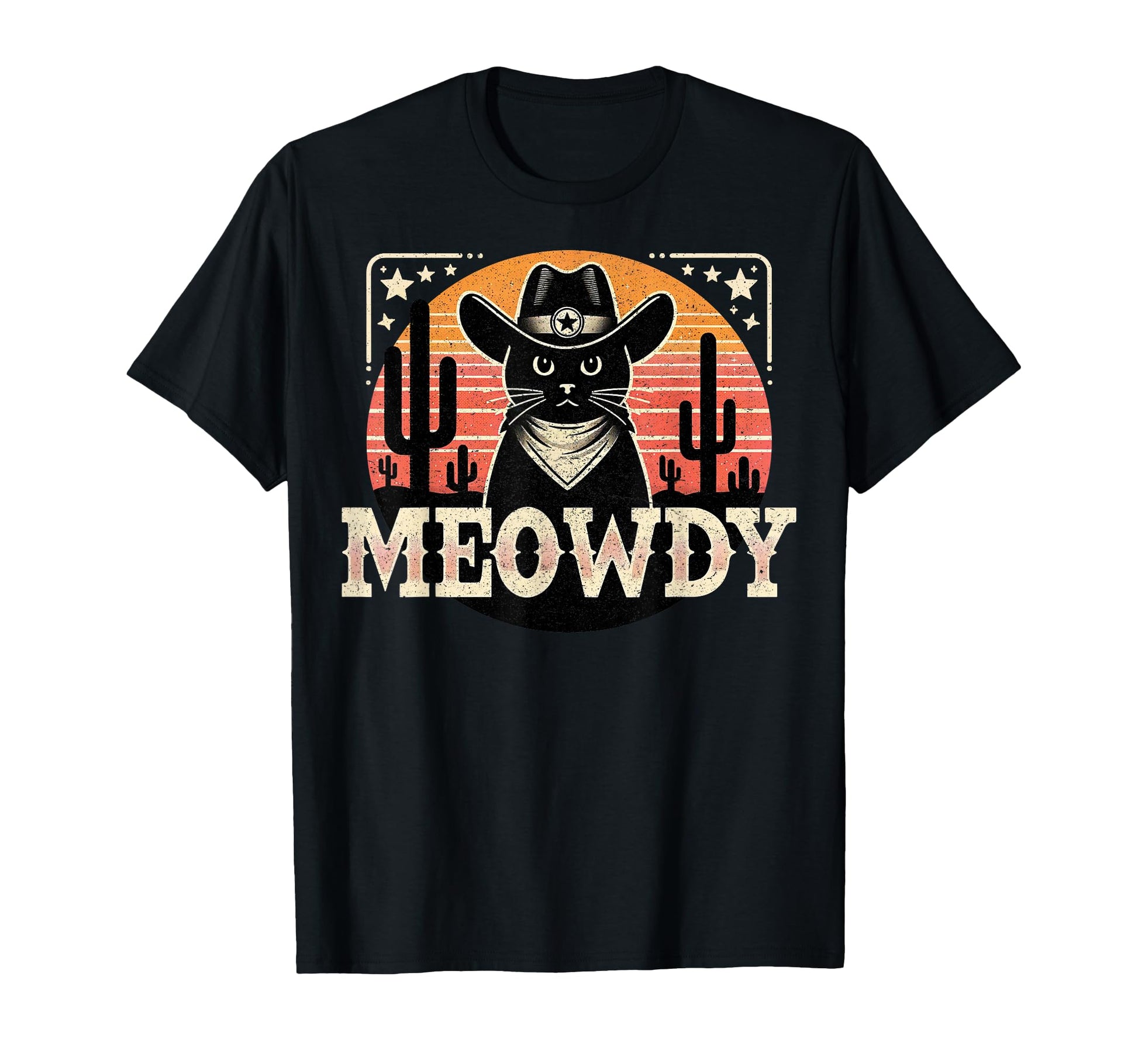 Meowdy Black Cat West Howdy Funny T-Shirt - Graphic Print Men Women - T-Shirt, Sweatshirt, Hoodie