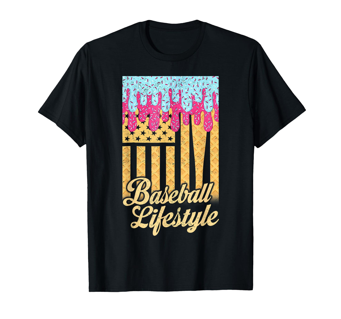 Baseball Lifestyle Ice Cream Drip Us Usa T-Shirt - Streetwear Style Unisex - T-Shirt, Sweatshirt, Hoodie