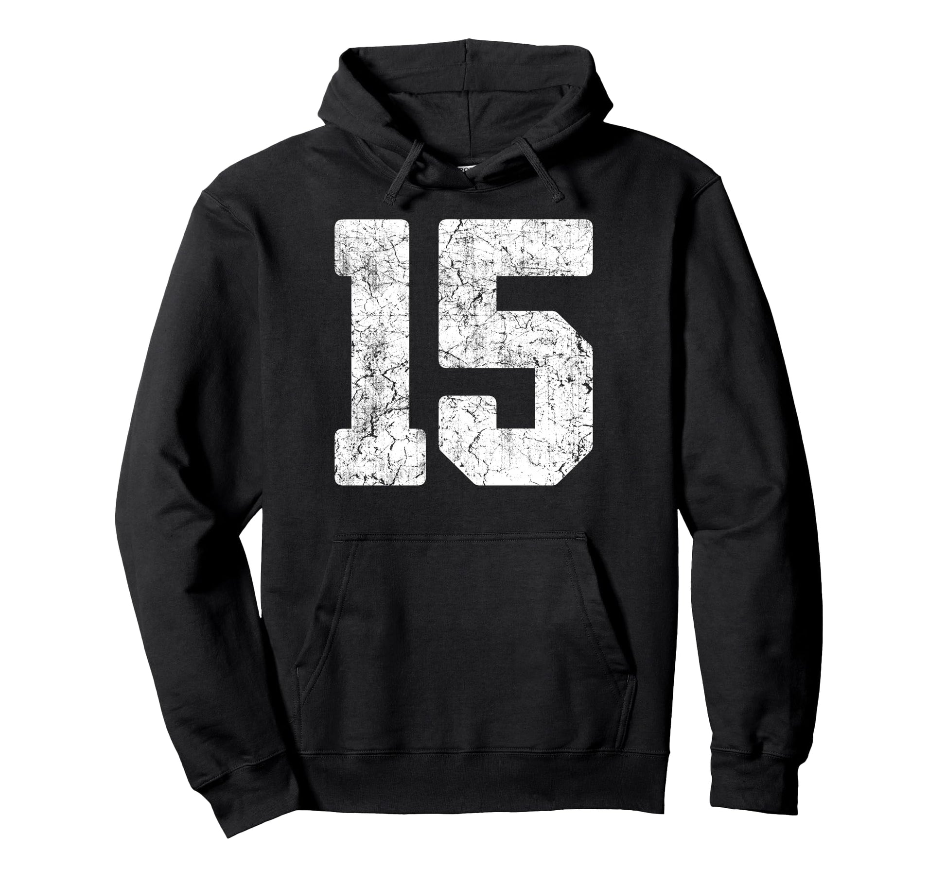 Distressed White Number 15 Jersey Hoodie - Casual Everyday Wear for Adults - T-Shirt, Sweatshirt, Hoodie
