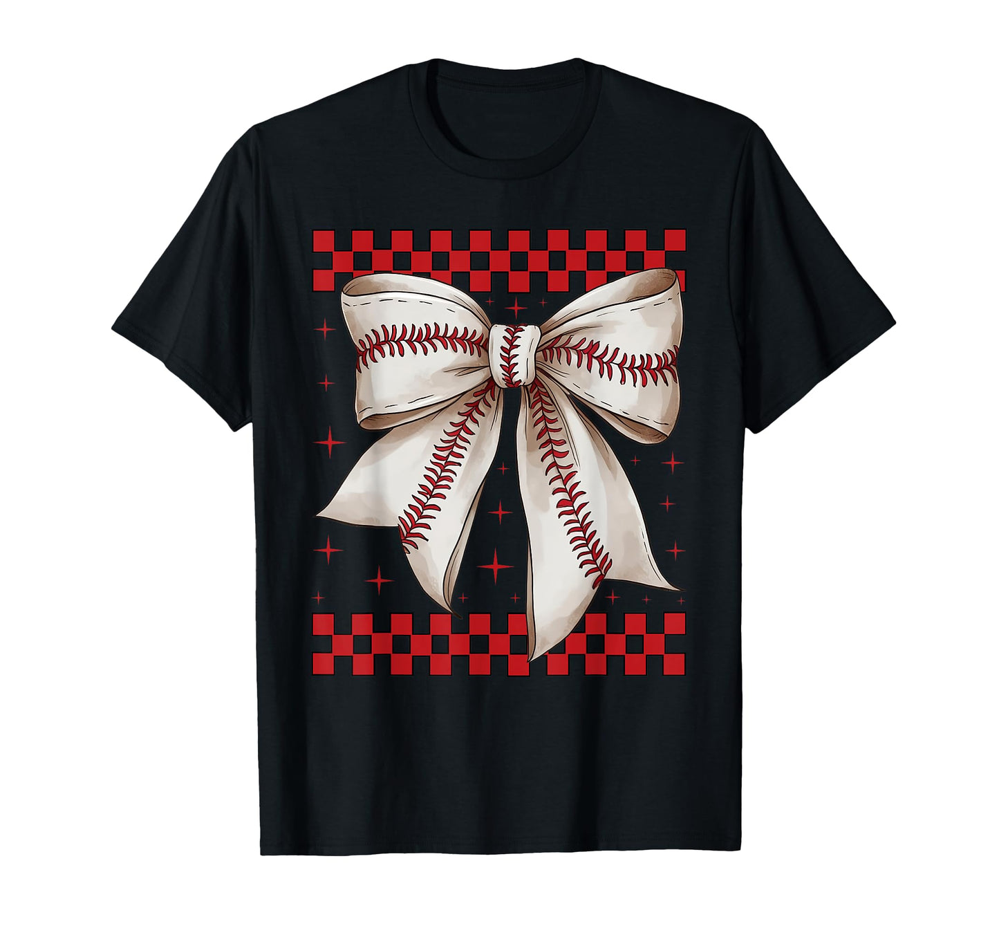Baseball Bow Softball Gift Ribbon T-Shirt - Fun Novelty Design Men Women - T-Shirt, Sweatshirt, Hoodie
