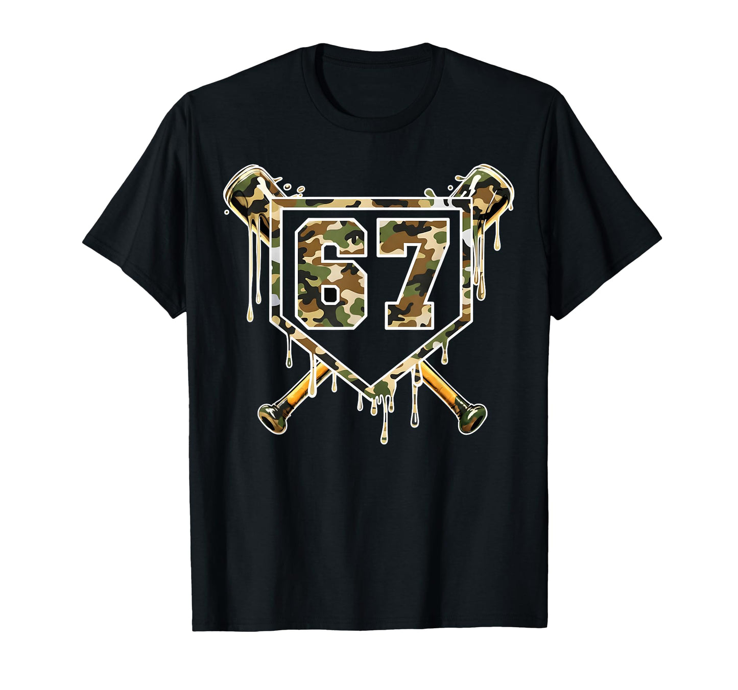 Baseball Ice Cream Drip 67 Camo Six T-Shirt - Minimalist Print for Adults - T-Shirt, Sweatshirt, Hoodie