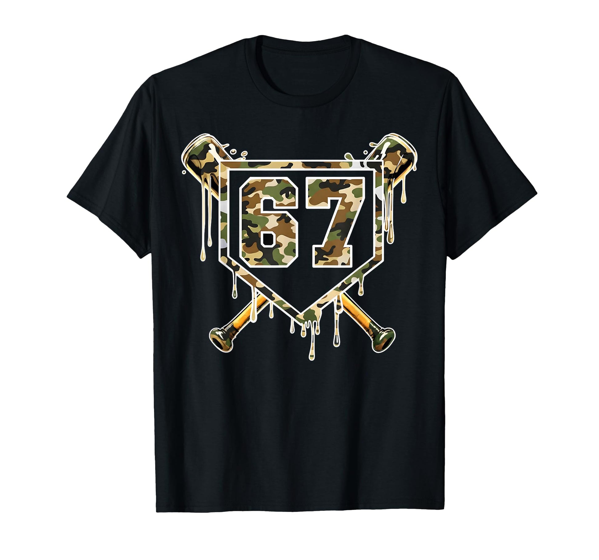 Baseball Ice Cream Drip 67 Camo Six T-Shirt - Minimalist Print for Adults - T-Shirt, Sweatshirt, Hoodie