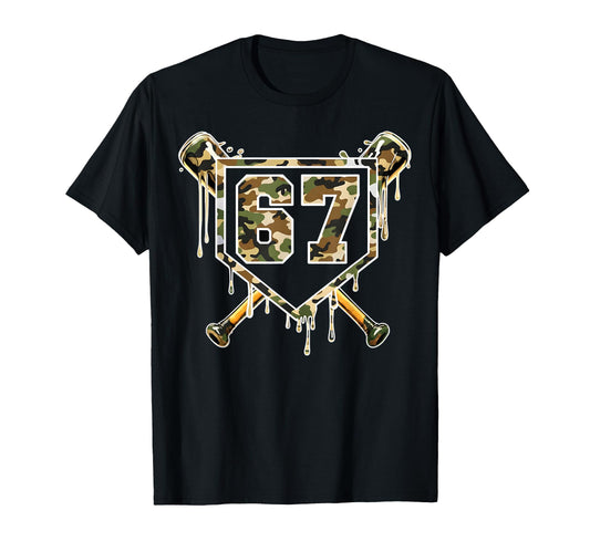Baseball Ice Cream Drip 67 Camo Six T-Shirt - Minimalist Print for Adults - T-Shirt, Sweatshirt, Hoodie