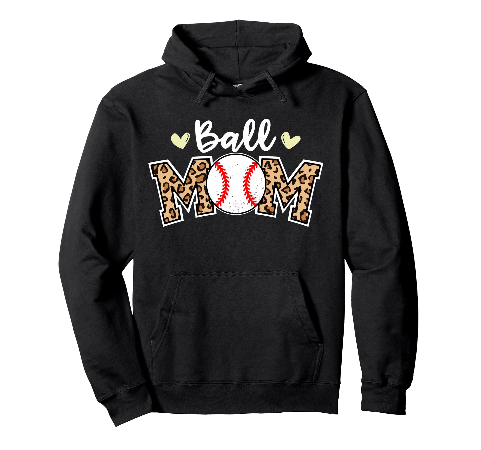 Ball Mom Leopard Funny Baseball Hoodie - Casual Everyday Wear Men Women - T-Shirt, Sweatshirt, Hoodie