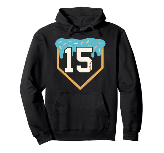 Baseball Drip 15Th Birthday 15 Year Hoodie - Novelty Apparel for Adults - T-Shirt, Sweatshirt, Hoodie
