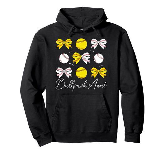 Ballpark Aunt Coquette Softball Hoodie - Aesthetic Graphic for Adults - T-Shirt, Sweatshirt, Hoodie