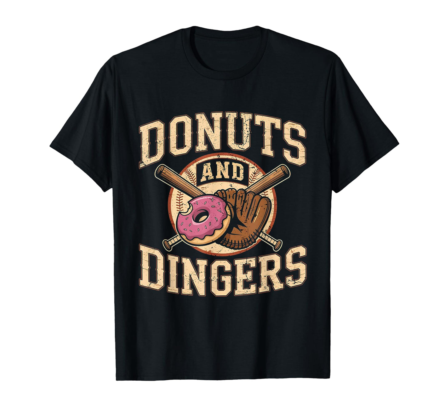 Donuts And Dingers Funny Baseball T-Shirt - Novelty Apparel for Adults - T-Shirt, Sweatshirt, Hoodie
