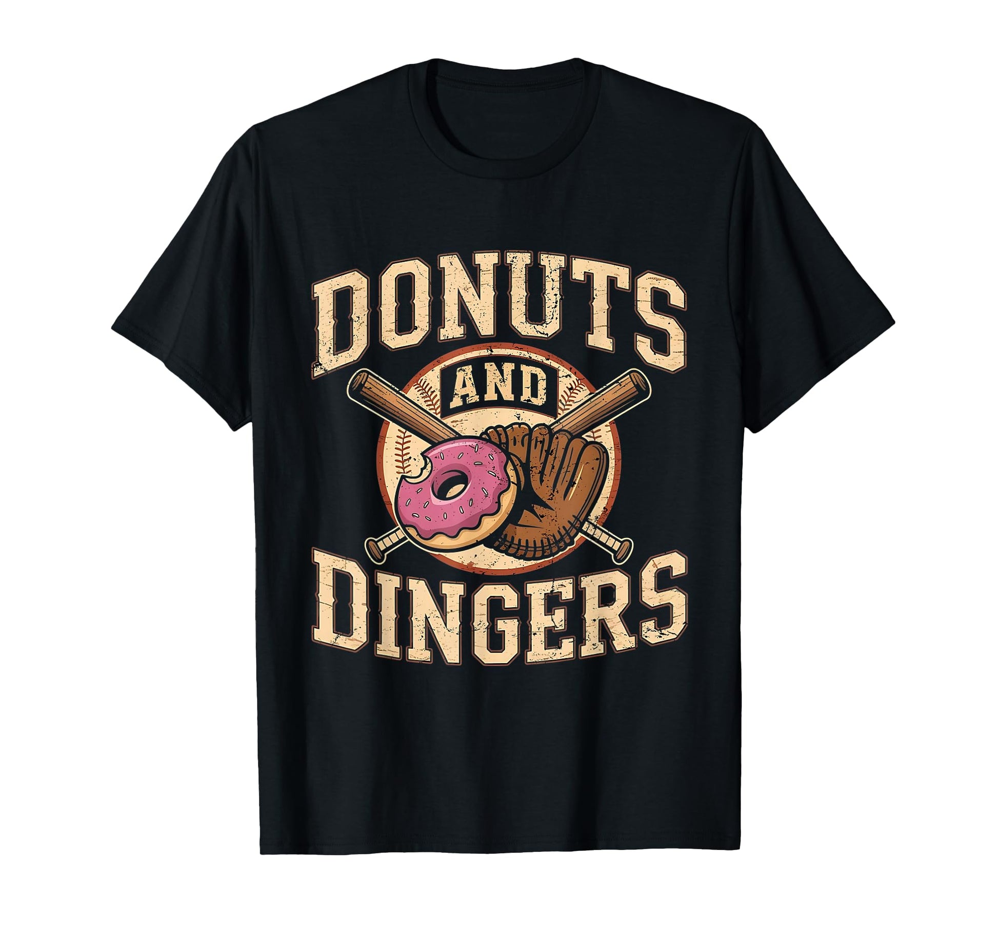 Donuts And Dingers Funny Baseball T-Shirt - Novelty Apparel for Adults - T-Shirt, Sweatshirt, Hoodie