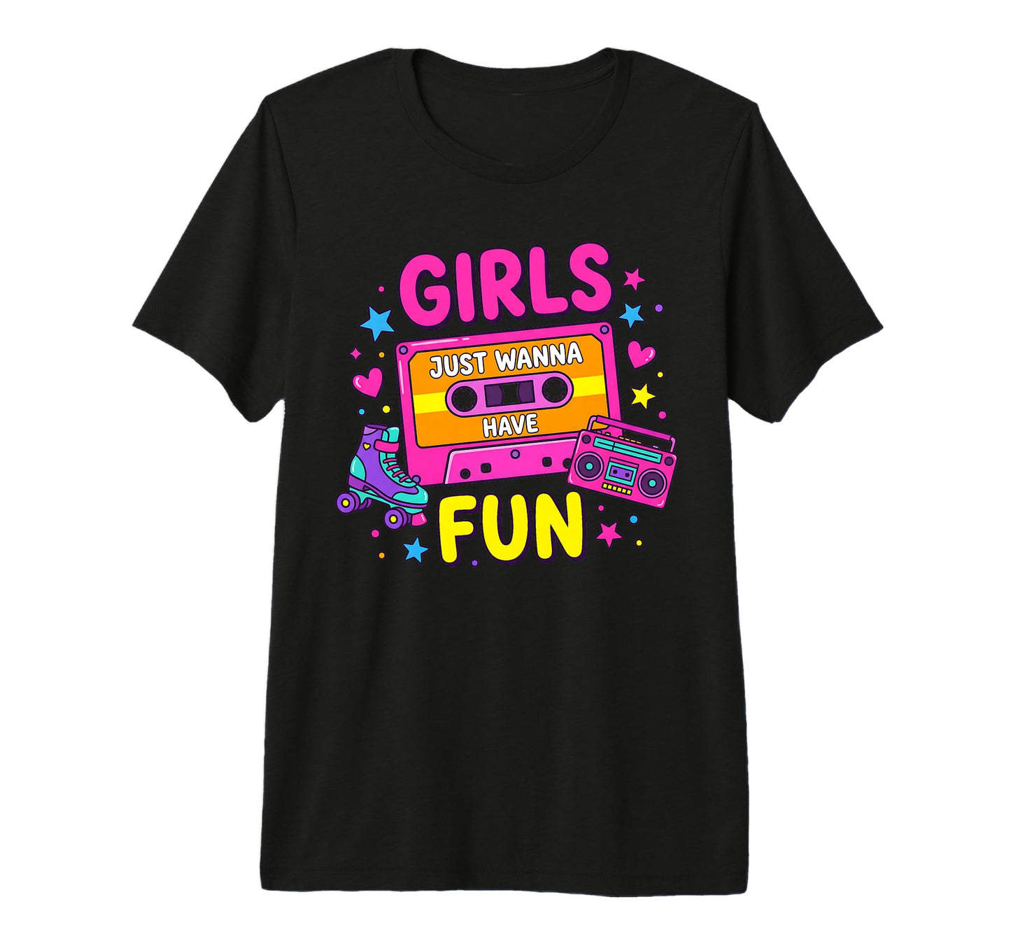 Cassette And Roller Skate Just Wanna T-Shirt - Streetwear Style Unisex - T-Shirt, Sweatshirt, Hoodie