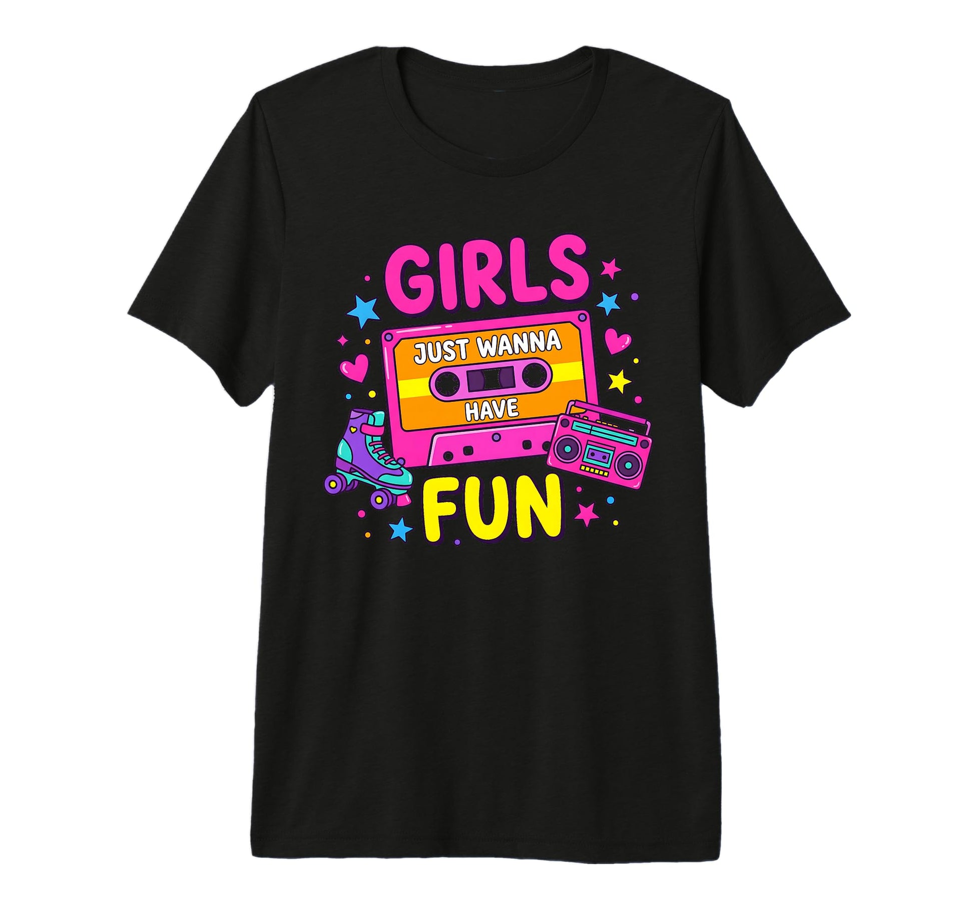 Cassette And Roller Skate Just Wanna T-Shirt - Streetwear Style Unisex - T-Shirt, Sweatshirt, Hoodie