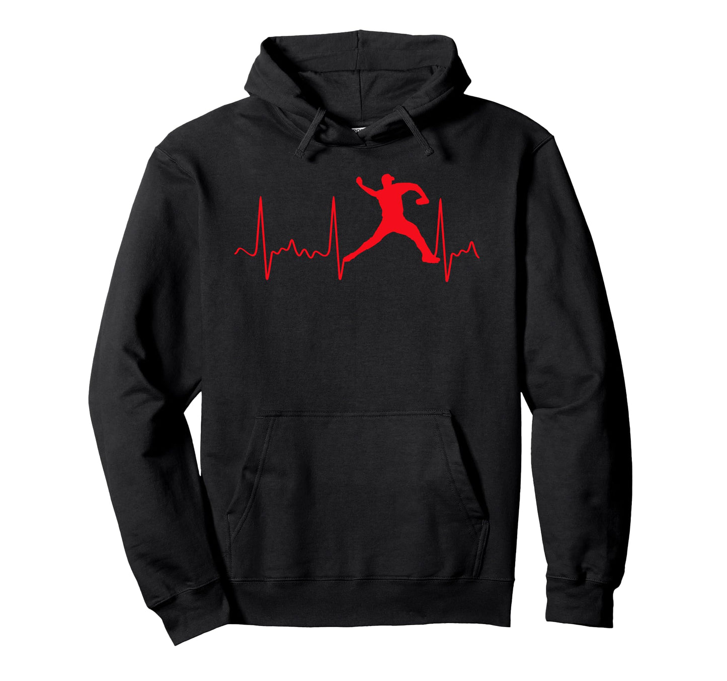 Red Baseball Heartbeat Red Baseball Hoodie - Minimalist Print for Adults - T-Shirt, Sweatshirt, Hoodie