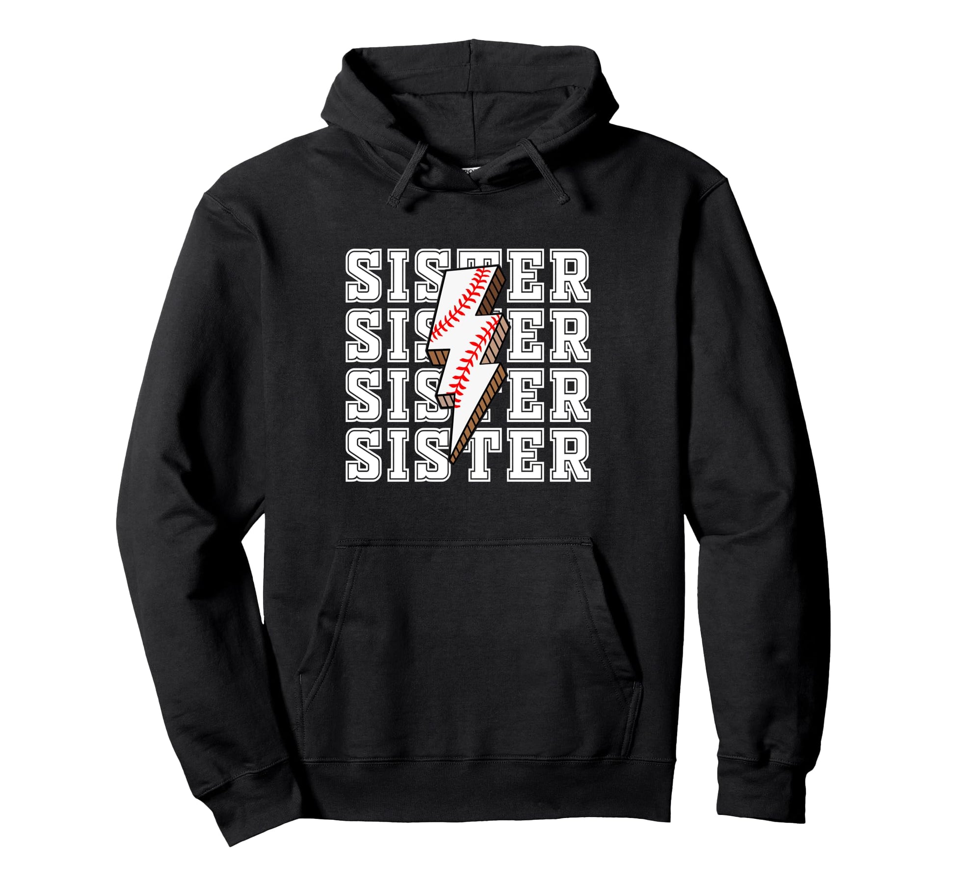Sister Baseball Lightning Bolt Hoodie - Casual Everyday Wear Men Women - T-Shirt, Sweatshirt, Hoodie