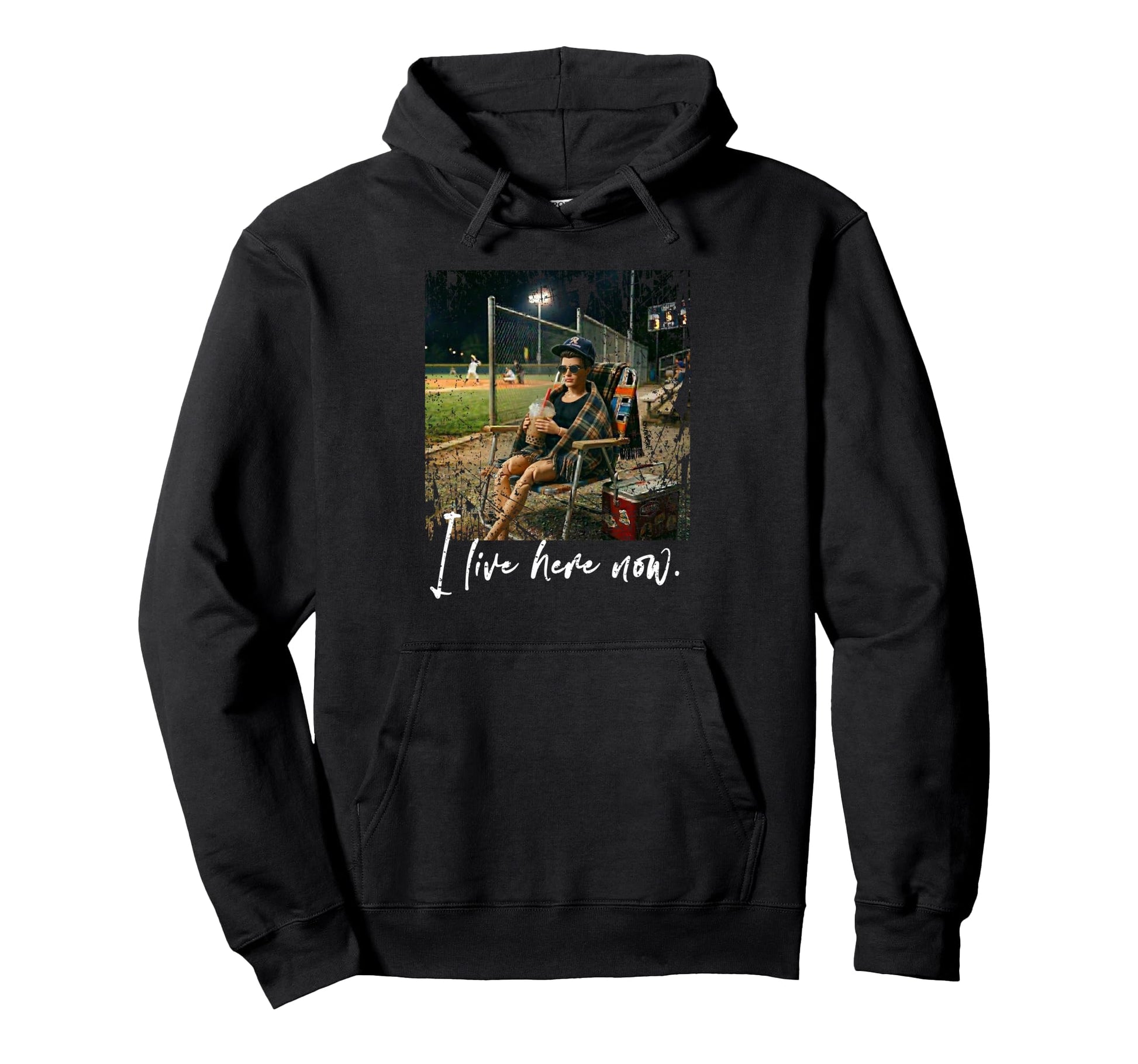 Distressed I Live Here Now Baseball Hoodie - Streetwear Style Men Women - T-Shirt, Sweatshirt, Hoodie