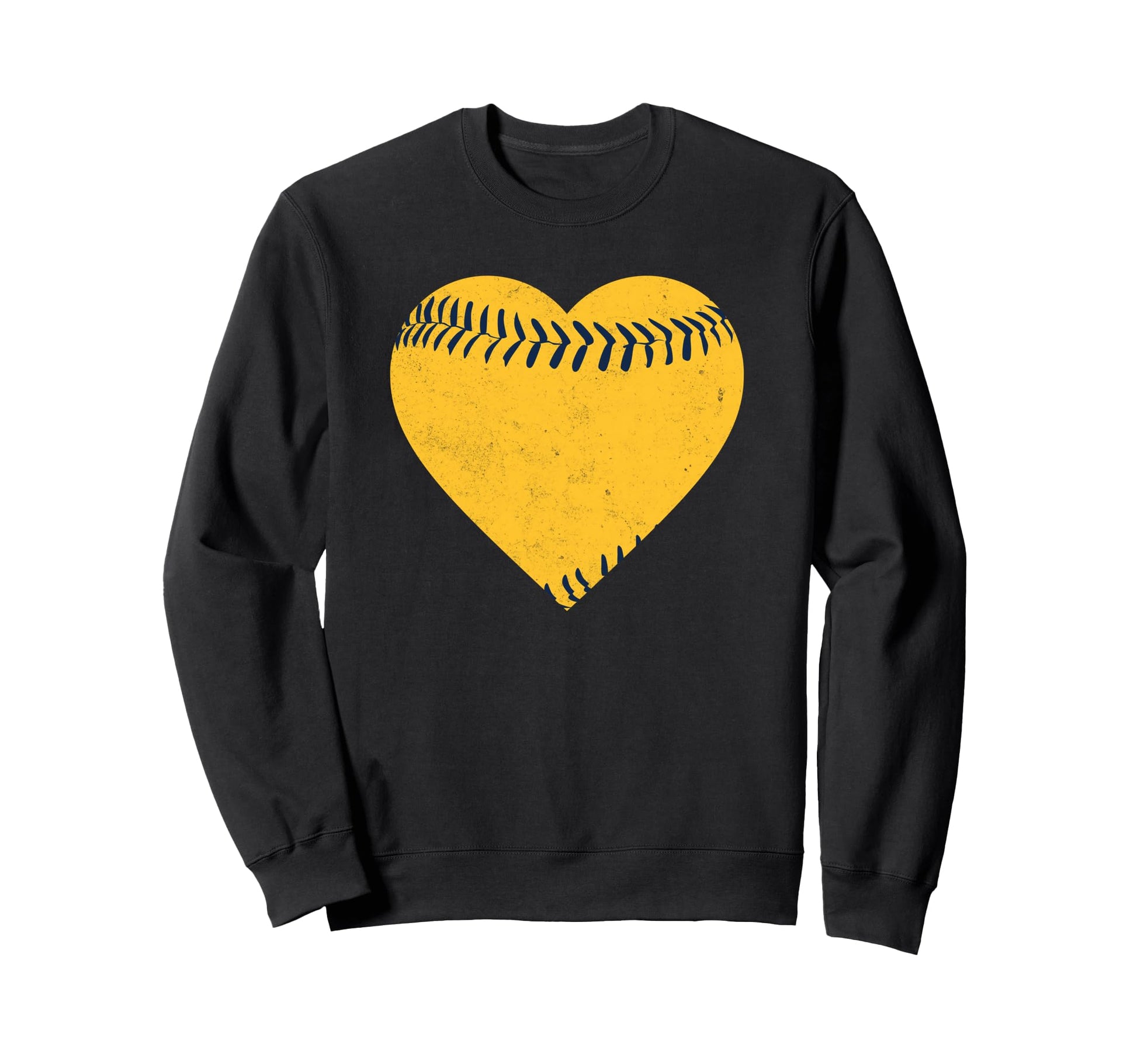 Yellow And Blue Baseball Heart Sweatshirt - Minimalist Print for Adults - T-Shirt, Sweatshirt, Hoodie