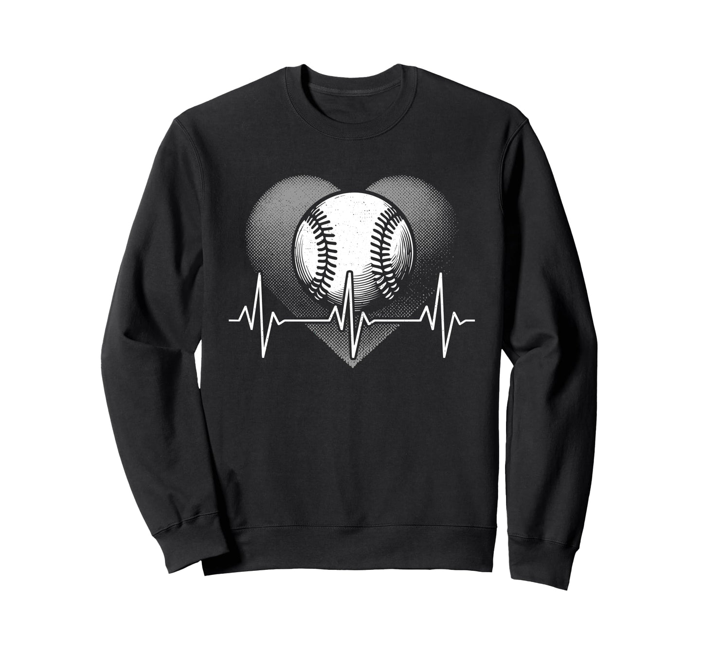 Heartbeat Baseball Player Sports Sweatshirt - Aesthetic Graphic Men Women - T-Shirt, Sweatshirt, Hoodie