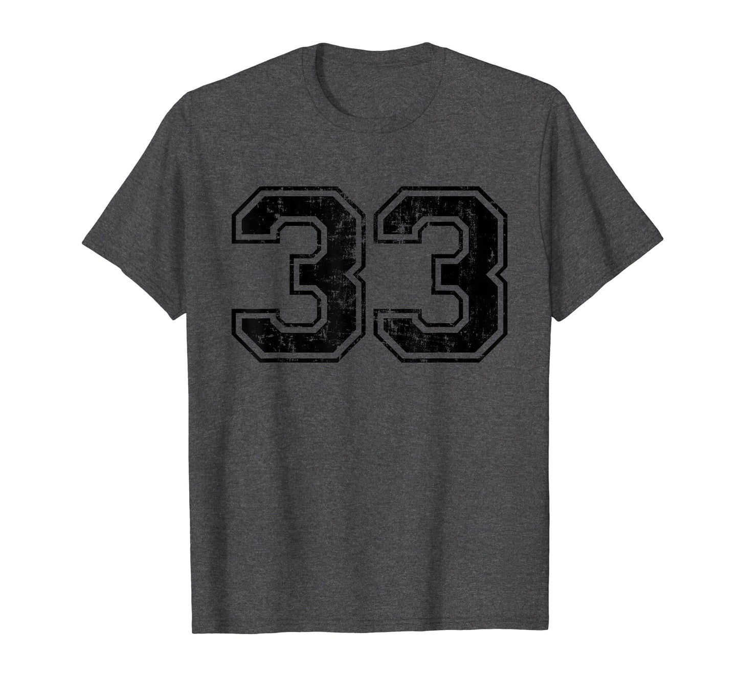 Number 33 Varsity Distressed Sport Team T-Shirt - Trendy Graphic Men Women - T-Shirt, Sweatshirt, Hoodie