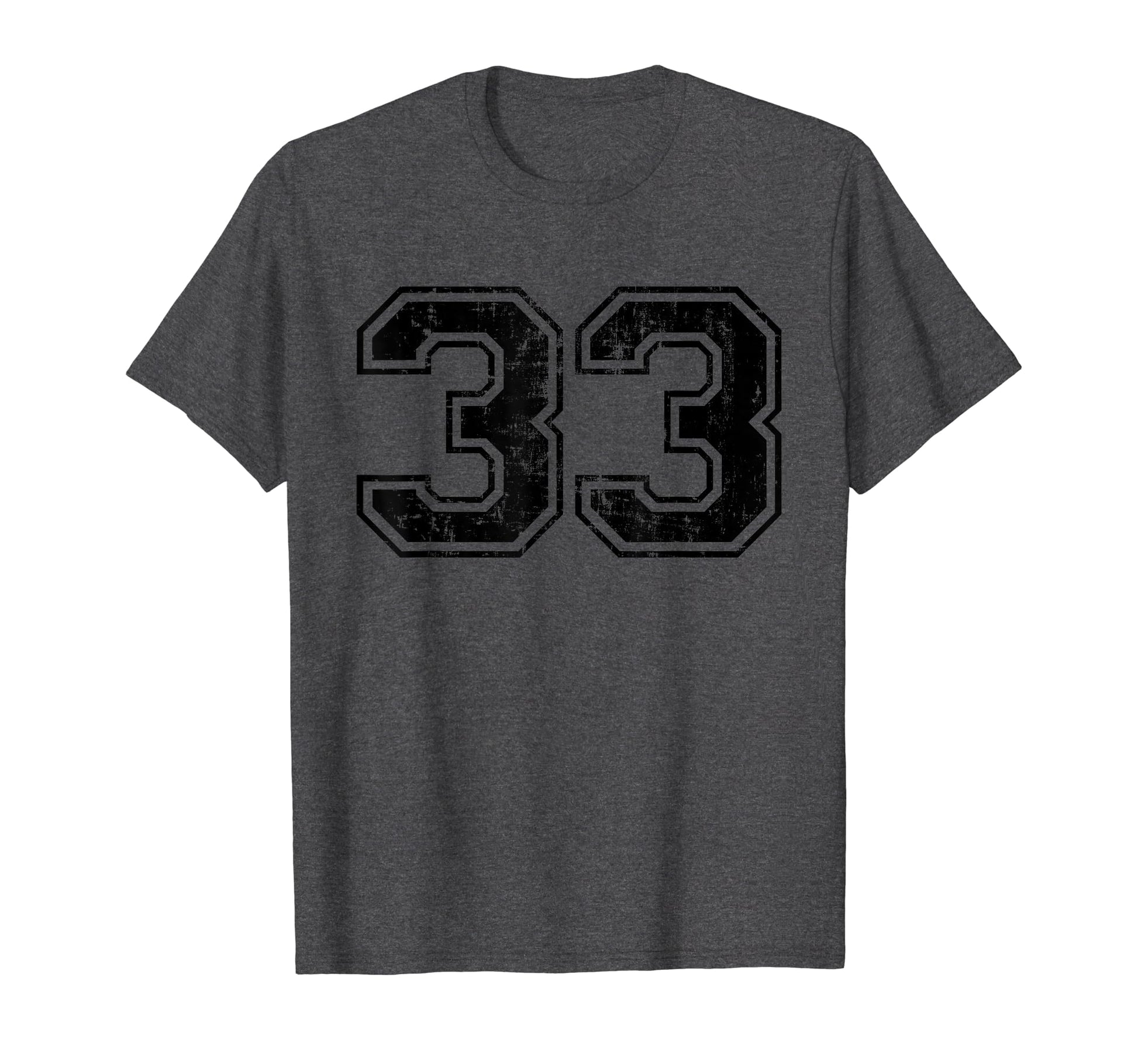 Number 33 Varsity Distressed Sport Team T-Shirt - Trendy Graphic Men Women - T-Shirt, Sweatshirt, Hoodie